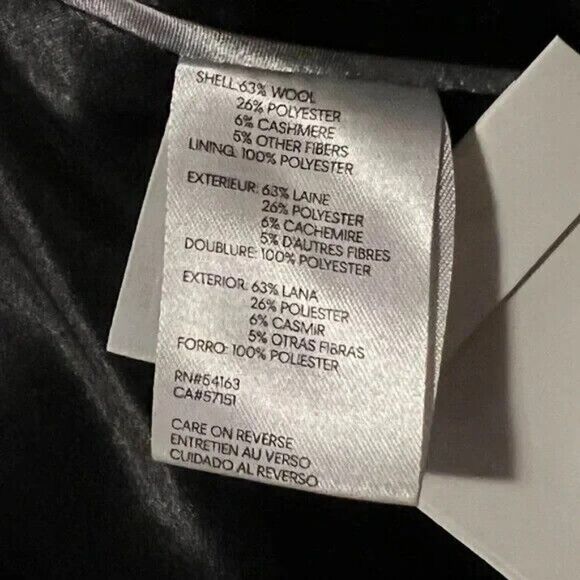 Calvin Klein Women's Single-Breasted Button Coat Wool Cashmere Blend Black 4 NWT - Picture 7 of 9